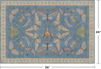 Blue 2x3 Kitchen Rugs Non Slip Washable, 0.25" Low Pile Stain & Fade Resistant, Waterproof Indoor Floor Mat for Entryway, Bathroom, Laundry Room, Boho Insect Floral Decor