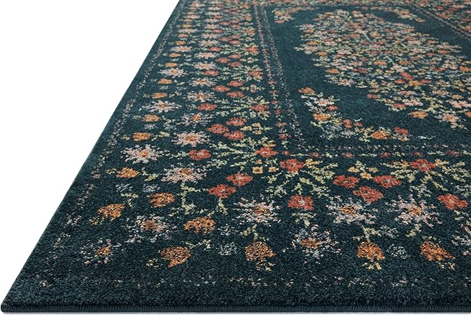 Loloi Rifle Paper Co. Laurel Collection LAU-02 Navy 5'-3" x 7'-8" Area Rug