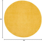Nourison Home Nourison Essentials Yellow 6' x Round Area Rug - Easy Clean, Non Shedding, Bed Room, Living Room, Dining Room, Kitchen (6' x Round)