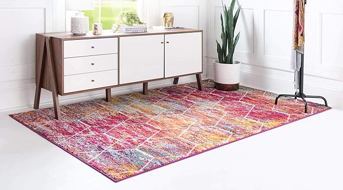 Unique Loom Trellis Frieze Collection Area Rug - Geometric (4' x 6', Multi/ Ivory)