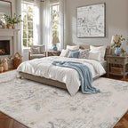 LUMI 8x10 Washable Area Rug for Living Room, Ultra Soft Vintage Rugs with TPE Non Slip Backing, Stain Resistant, Low Profile Carpet High Traffic for Bedroom, Dining Room