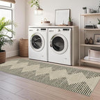 HelloTree Hallway Runner Rug，2x6 Moroccan Modern Stripe Carpet Washable Machine Bathroom Runner Bohemian Design Modern Soft Non Slip Indoor Rug for Entryway Hallway Laundry Room Bedroom-Cream