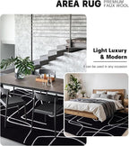 YIHOUSE Modern Washable Area Rug for Living Room Bedroom - Large Abstract Black and White Rug Non-Slip Ultra-Thin Home Decor (Dark Abstract, 6'x9'ft)