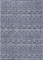 Beverly Rug Waikiki Indoor Outdoor Rug 6x9, Washable Outside Carpet for Patio, Deck, Porch, Trellis Area Rug, Water Resistant, Blue - White