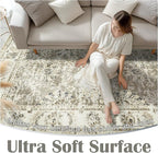 jinchan Fiora Runner Rug 2x6 Washable Hallway Runner - Vintage Floral Non Slip Low-Pile Soft Thin Kitchen Rug Distressed Carpet for Farmhouse Bedroom Entryway Laundry Room(2x6ft, Taupe)