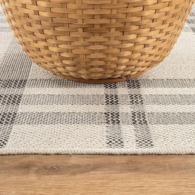 CAMILSON Easy Jute Rug 9x12, Indoor Outdoor Off-White Color Fiber Area Rugs for Living Room Patio and Dining Room Rug, Checkred Boho Woven Design, Easy-Cleaning, Washable Outside Carpet (9 x 12)