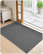 Color&Geometry Ultra Thin Indoor Door Mat Non Slip Rubber Backed Dirt Trapper 24"x36"(Rolled-up NO Creases), Rugs for Entryway, Front Door Mat Indoor Washable Low-Profile Entry Mat, Grey