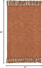 Collive Long Hallway Rug, 2.6' x 7', Washable Indoor Entryway Rug, Terracotta Braided Woven Rugs, Low-Profile Floor Carpet for Laundry Room, Bedroom
