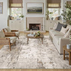 8x10 Washable Area Rug Brown Grey Abstract Living Room Bedroom Carpet Neutral Modern Non Slip Soft Low Pile Indoor Large Throw Rug for Dining Room Office