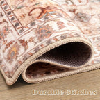 SERISSA Boho Area Rug 5x7 Peach Cream, Washable Large Rugs for Living Room, Ultra Soft Non-Slip Bedroom Rug Print Distressed Vintage Farmhouse Carpet Rug for Dining Room Dorm Office Home Decor