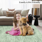 RUGSREAL Bedroom Area Rug 4x6 Modern Abstract Area Rug Stain Resistant Small Living Room Rug Contemporary Dining Room Rug Non-Slip Solid Rug Aesthetic Accent Floor Carpet for Kitchen Office, Green