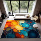 Modern Abstract Area Rug, Fluid Art Abstract Area Rug, Modern Colorful Bubbles Rugs, Geometric Rugs, Washable Non Slip Soft Alcohol Ink Carpet for Living Room (6' x 8'(Rectangular))