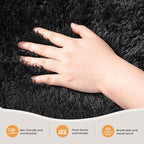 Zentavio Runner Rugs for Hallway 2x6 Shag Soft Bedroom Bedside Rugs Non Slip Fluffy Carpet for Kids Girls Boys Home Decor Aesthetic Dorm Nursery Black
