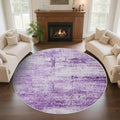 Round 5ft Abstract Rug, Modern Washable Indoor Circle Area Rugs for Living Room, Soft Circular Non-Slip Carpet Floor Mat for Entryway Dining Room Home Office - Abstract Purple