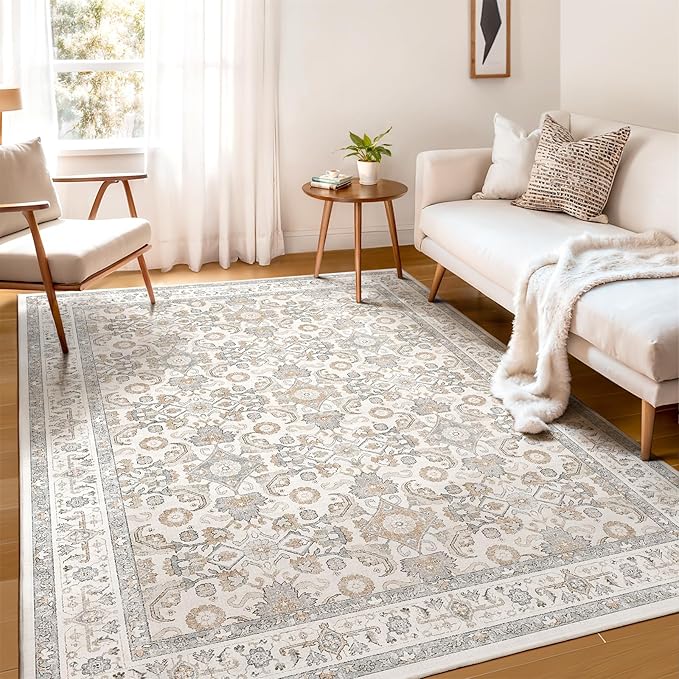 WITSHOCK Living Room Area Rugs 5x7: Soft Non-Slip Backing Washable Rugs Vintage Large Carpet for Bedroom Office Dining Room Kitchen Stain Resistant Home Decor Rug