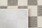Revival Rugs Gambit 6'7"x9' Checkered Rug Washable Area Rug for Living Room Bedroom - 100% Recycled Oeko-TEX Certified, Medium Pile, Gray, Beige