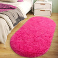 Soft Fluffy Area Rug for Bedroom, Hot Pink Fuzzy Shaggy Oval Throw Rugs for Bedside, Non-Slip Cozy Plush Shag Carpet for Girls Kids Room Nursery Dorm Living Room, 2.6 x 5.3 Feet
