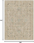 RUGGABLE Washable Vintage Area Rug – Kamran Ivory Opal 9x12, Stain-Resistant, Non-Slip – Large Machine Washable Rugs for Living Room, Bedroom, Hallway, Entryway & Office–with Standard Pad