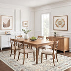 7x9 Area Rug Living Room: Washable Boho Large Neutral Vintage Soft Rugs Stain Resistant Farmhouse Non Slip Indoor Floor Carpet for Bedroom Nursery Kids Playroom Office Dining Room- Cream Blue
