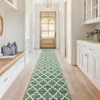 Area Rug 2x10, Moroccan Trellis Print Carpet, Machine Washable Non-Slip Rugs for Living Room, Bedroom, Dining Room & Entryway, Green