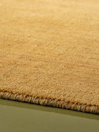 Hand Knotted Loom Wool ECO-Friendly Area Rugs - 6'x6', Square, Gold Color, Solid Plain Design, High Pile Thick Handmade Anti Skid Area Rugs for Living Room, Bed Room (L00111)
