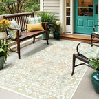 Boho Sage Green Bedside 3x5 Washable Rug for Bedroom, Thin Botanical Vintage Area Rug for Large Entry, Dorm, Kitchen, Foyer, Mudroom, Laundry - Cottage Core Low Pile Non Slip Indoor Front Door Carpet