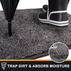PURRUGS Dirt Trapping Door Mat 34" x 59", Non-Slip Machine Washable Entry Rug, Shoe Scraper, Dog Doormat, Super Absorbent Welcome Mat for Front & Back Door, Muddy Shoes & Paws, Light Grey-Dark Grey