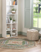 Unique Loom Isabella Collection Area Rug - Rossellini (5' 1" Octagon, Green/ Blue)