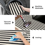 KOZYFLY Black and Beige Striped Porch Rug 2x4.3 Ft Washable Outdoor Rug Farmhouse Outdoor Doormats Front Door Striped Runner Rug for Front Door Kitchen Hallway Bedroom Laundry Room