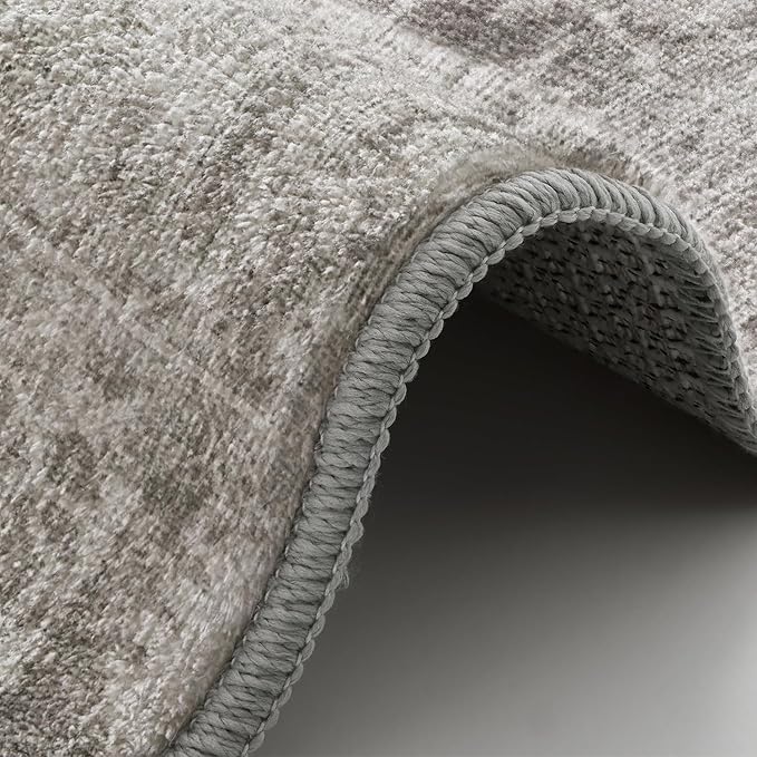 LUMI 4x6 Washable Area Rug for Living Room, Ultra Soft Modern Neutral Grey Rugs Non Slip with Rubber Backing, Low Profile, High Traffic, Stain Resistant Carpets, Ideal for Bedroom, Dining Room