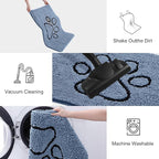 Smiry Dog Door Mat for Muddy Paws, Absorbent Dirt Trapper Non Slip Quick Dry Washable Chenille Mat for Mud Dogs, Entry Rug for Indoor and Outdoor (40x32 Inches, Airy Blue and Black)