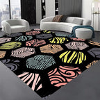 Large Living Room Area Rug 7x9ft,Modern Geometric Rugs, Multicolor Low Pile Farmhouse Carpet, Machine Washable & Non-Slip Non-Shedding for Classroom, Bedroom & Dorm
