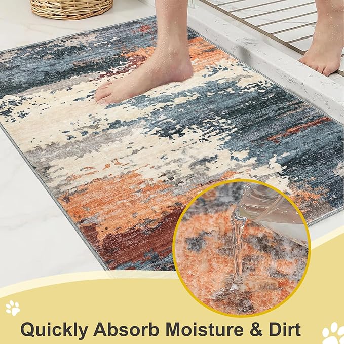 COMSLE Door Mat Soft Absorbent Indoor Front Entryway Rug Machine Washable Entrance Mats for Muddy Paws Non Slip Throw Rugs 32" x 48" Doormat for Inside Foyer Bedroom - Yellow