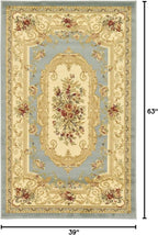 Rugs.com Chateau Collection Rug – 3' x 5' Light Blue Medium Rug Perfect for Entryways, Kitchens, Breakfast Nooks, Accent Pieces