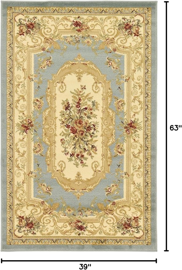 Rugs.com Chateau Collection Rug – 3' x 5' Light Blue Medium Rug Perfect for Entryways, Kitchens, Breakfast Nooks, Accent Pieces