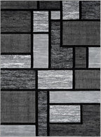 Area Rug Modern 4x5 Grey Geometry Soft Hand Carved Contemporary Floor Carpet Fluffy Texture for Indoor Living Dining Room and Bedroom Area