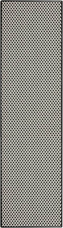 Nourison Home Courtyard Black White 2' x 6' Area Rug - Easy Clean, Non Shedding, Bed Room, Living Room, Dining Room, Kitchen (6' Runner)