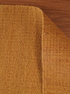 Rugsotic Carpets Hand Woven Flat Weave Kilim Wool ECO-Friendly Area Rugs - 6'x6', Square Shape, Gold Color, Solid Plain Design, Low Pile Handmade Area Rugs for Living Room, Bed Room (D00111)