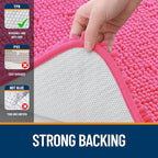 OLANLY Bathroom Rugs 59x20, Extra Soft Absorbent Chenille Bath Rugs, Rubber Backing Quick Dry, Machine Washable Bath Mats for Bathroom Floor, Tub and Shower, Home Decor Accessories, Hot Pink