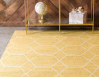 Unique Loom Trellis Frieze Collection Area Rug - Geometric (4' 1" x 6' 1", Yellow/ Ivory)