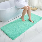 Bathroom Runner Rug 24x70 Spa Blue Non Slip Fluffy Long Bath Mat for Bathroom Floor Washable Plush Luxury Large Bath Rug for Tub Absorbent Runner Rug for Bedside