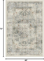 RUGGABLE Washable Vintage Area Rug – Sarrah Sage 4x6, Stain-Resistant, Non-Slip – Medium Machine Washable Rugs for Living Room, Bedroom, Hallway, Entryway & Office–with Standard Pad