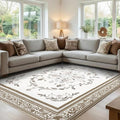 SOULFUL Medium Pile 4x6 Rugs for Living Room - Cozy Soft Underfoot Area Rug - Brown Boho Floral - Washable Non-Slip - Perfect for Bedroom Kids Room Under Dining Table Office