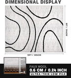 YIHOUSE Modern Area Rugs for Living Room, 8x10 Washable Black and White Rug, Thin Abstract Geometric Striped Rug, Area Rug for Bedroom,Kitchen,Dining Room,Office