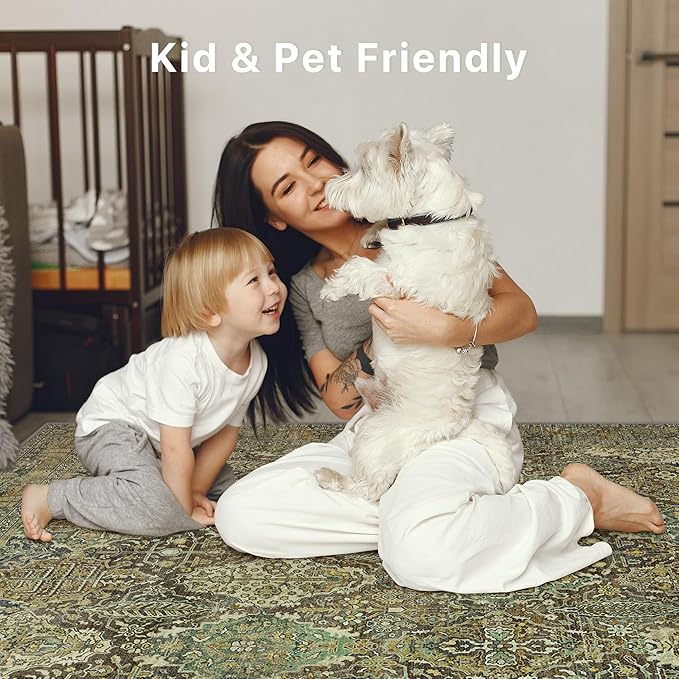 2x3 Entrance Rug Machine Washable Rug Small Door Mat,Ultra-Thin Low Pile Pad,Lightweight Indoor Carpet,Non Slip Floral Area Rug for Entryway,Bedside,Kids Room,Laundry,Bathroom,Sage Green