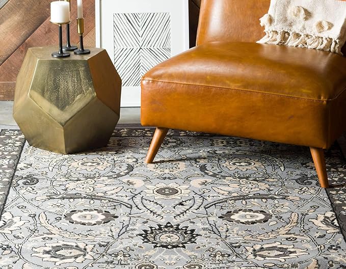 Unique Loom Espahan Collection Area Rug - Cape Cod (7' 1" x 10' Rectangle, Dark Gray/ Black)