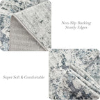 Abstract Rug 5x7 Machine Washable Area Indoor Grey Low Pile Non-Slip Foldable Thin Accent Rugs for Bedroom Living Room Dining Room