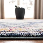 SAFAVIEH Monaco Collection Runner Rug - 2'2" x 10', Navy & Light Blue, Boho Chic Medallion Distressed Design, Non-Shedding & Easy Care, Ideal for High Traffic Areas in Living Room, Bedroom (MNC243N)