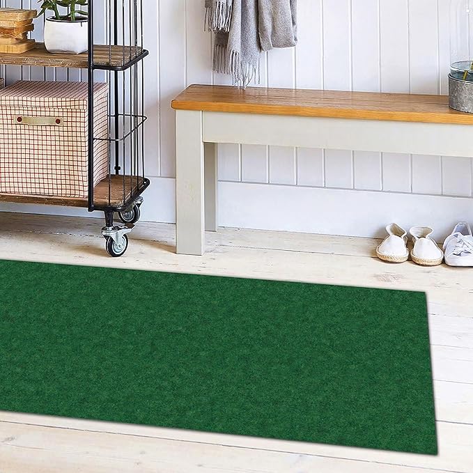 Ottomanson 2' x 5' Hallway Runner with Scraper Pile Extra Durable Non-Slip Rug Mat for Indoor & Outdoor Use - Ideal for Kitchen, Entryway, Patio & Garage - High-Traffic Carpet, Green