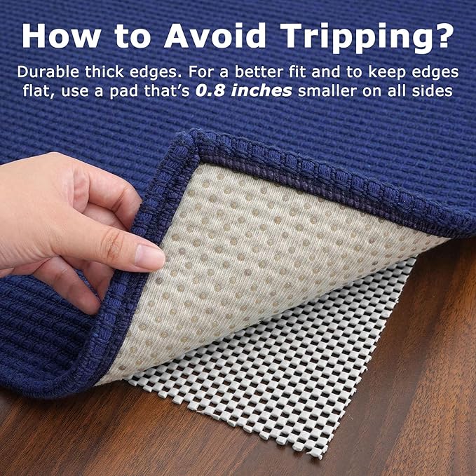 KOZYFLY Runners for Hallways 2x8 ft Washable Kitchen Runner Non Slip Rubber Backed Hall Runners Cotton Entryway Runner Rugs Floor Carpet for Indoor Backdoor Bedroom Kitchen, Royal Blue/Navy